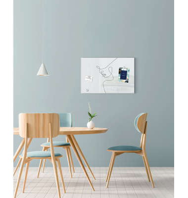 Glas-Magnettafel Artverum - Design Line Art - 60 x 40 cm - weiß, schwarz - Sicherheitsglas (ESG) - SGS-geprüft