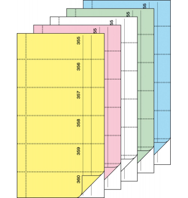 Bonbuch, 5x 360 Abrisse, 5 Farben sortiert, 105x200 mm, mit Blaupapier, 2 x 60 Blatt