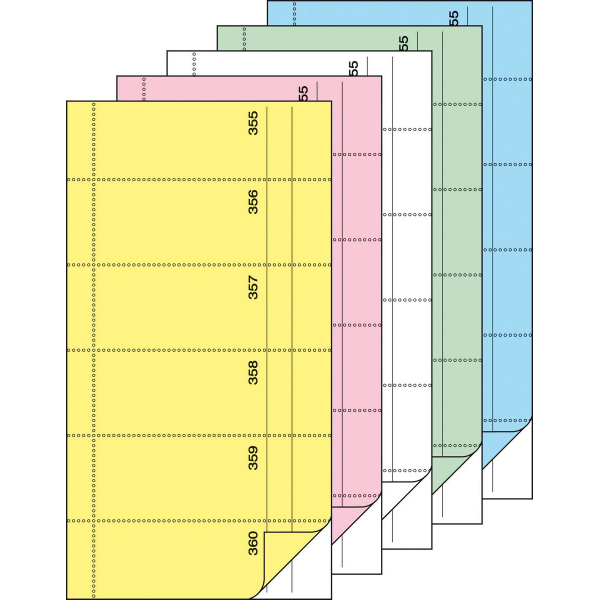 5 Stück Sigel Bonbuch, 5x 360 Abrisse, 5 Farben sortiert, 105x200 mm, mit Blaupapier, 2 x 60 Blatt 4004360973079 Sigel