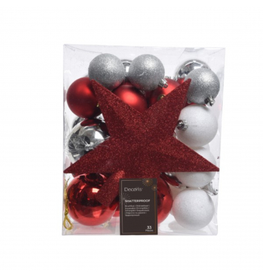 Weihnachtskugeln Mix 23324 bruchfest glitter 33St