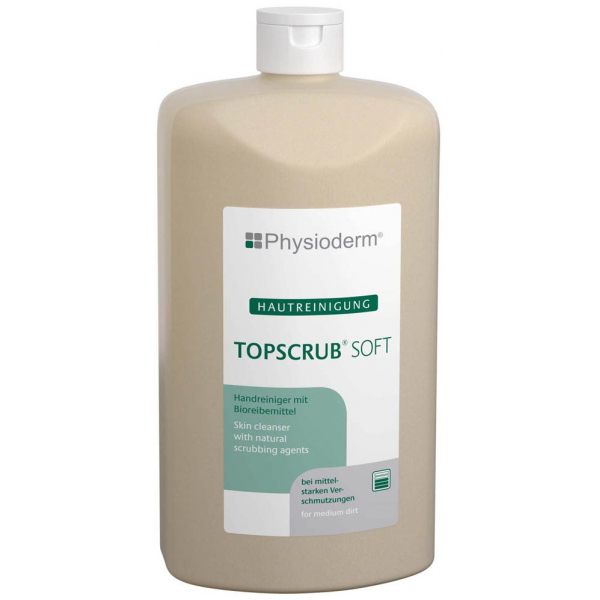 4260029178371 - Physioderm® TOPSCRUB® SOFT Handreiniger Handpaste mit Bioreibemittel aus Olivenkernmehl für mittelstarke Verschmutzungen 05 Liter - Flasche 4260029178371 - Physioderm® TOPSCRUB® SOFT Handreiniger Handpaste mit Bioreibemittel aus Olivenkernmehl für mittelstarke Verschmutzungen 05 Liter - Flasche