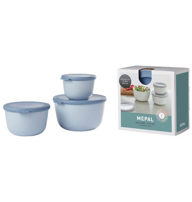 Frischhaltedosen Cirqula rund blau nordic blue 0,5/1,0/2,0 Liter 3er Set 