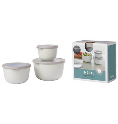 Frischhaltedosen Cirqula rund weiß nordic white 0,5/1,0/2,0 Liter 3er Set 