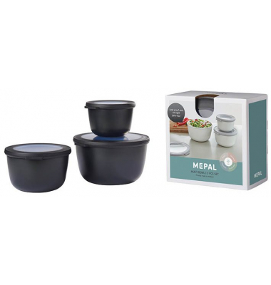 Frischhaltedosen Cirqula rund schwarz nordic black 0,5/1,0/2,0 Liter 3er Set 