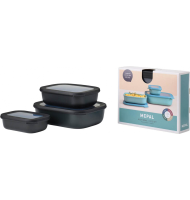 Frischhaltedose Cirqula 7 cm hoch schwarz nordic black im SET 0,5/1,0/2,0 Liter BPA Frei