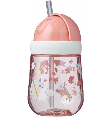 Strohhalmbecher Mio - Flowers & Butterflies rosa 300,0 ml