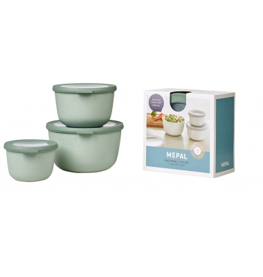 Frischhaltedosen Cirqula rund grün nordic sage 0,5/1,0/2,0 Liter 3er Set 