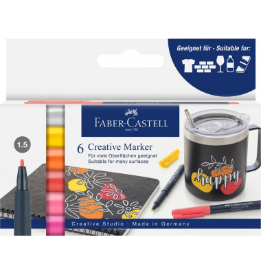 Lackmarker Summer Breeze, 160705, Etui, 6-farbig sortiert, 1,5mm Rundspitze