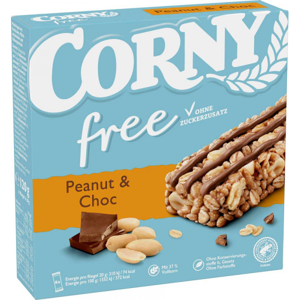 Corny free Peanut & Choc Müsliriegel 6 Riegel 4011800000127 Corny 6 Stück