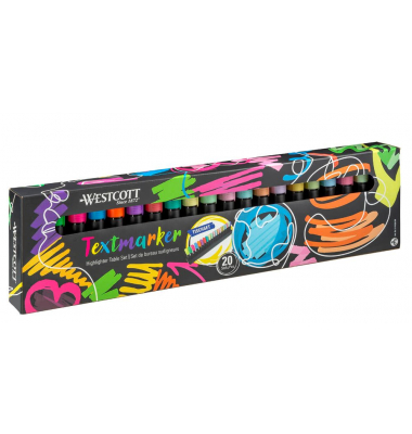 Textmarker E-744250 00, Pack, 20-farbig sortiert, 2-5mm Keilspitze