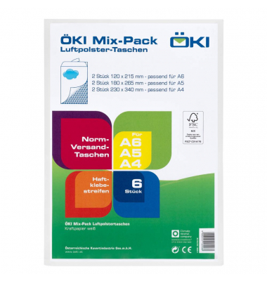 Luftpolstertaschen Mix-Pack weiß für DIN A4, A5, A6