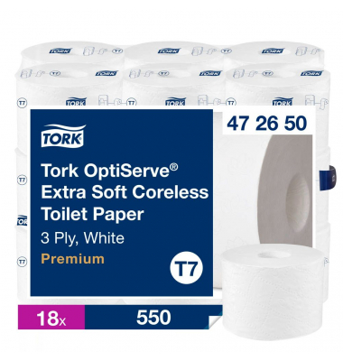 Toilettenpapier T7 Premium 472650, 3-lagig, wei&szlig;, 550 Blatt / Rolle,