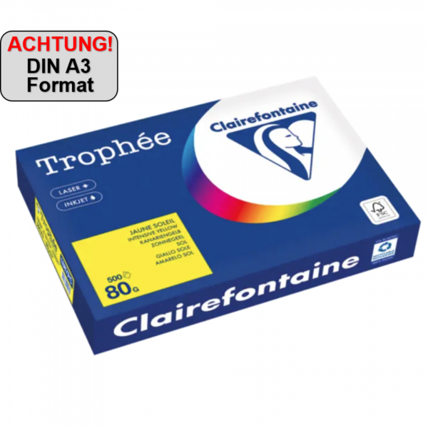 3329680005035 - Kopierpapier Trophee 1887PC kanariengelb A3 80g 500 Blatt 3329680005035 500 Blatt