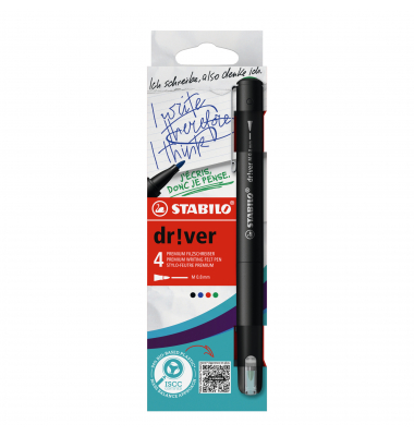 Fasermaler dr!ver EO1089/4-01 M sort 4St Fasermaler dr!ver EO1089/4-01 M sort 4St