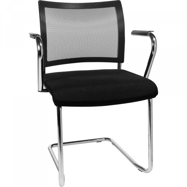 4014296332895 - Besucherstuhl Visit 20 Net schwaz   chrom mit Armlehnen Freischwinger 4014296332895 Topstar