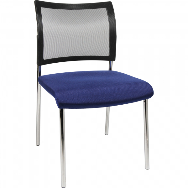 4014296333960 - Besucherstuhl Visit 10 Net blau schwarz   chrom ohne Armlehnen 4-Fuß-Gestell 4014296333960 Topstar