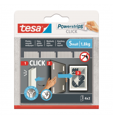 Klebepads 77720-00000-00 Powerstrips Click Small, 4x 2 St&uuml;ck, 20x4x60mm (LxBxT), wiederabl&ouml;sbar