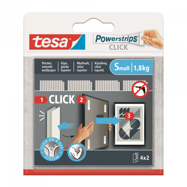 4063565398520 - Klebepads 77720-00000-00 Powerstrips Click Small 4x 2 Stück 20x4x60mm (LxBxT) wiederablösbar 4063565398520 Tesa