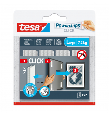 Klebepads 77722-00000-00 Powerstrips Click Large, 4x 2 St&uuml;ck, 2x8,5cm (BxL), wiederabl&ouml;sbar