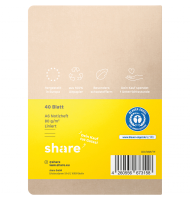Notizbuch 4-0015005, gelb, A6, liniert, 80g, 40 Blatt / 80 Seiten