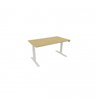 Schreibtisch eModel 3.0, elektrisch höhenverstellbar, 65-130cm (H), 140x80cm (BxT), rechteckig, hamilton oak / weiß