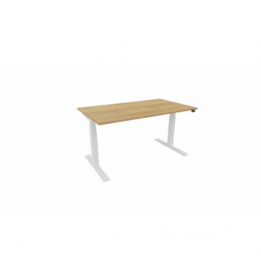 Schreibtisch eModel 3.0, elektrisch höhenverstellbar, 65-130cm (H), 140x80cm (BxT), rechteckig, hickory / weiß