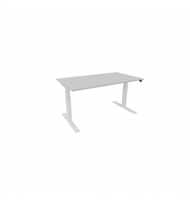 Schreibtisch eModel 3.0, elektrisch höhenverstellbar, 65-131cm (H), 140x80cm (BxT), rechteckig, platinum / weiß