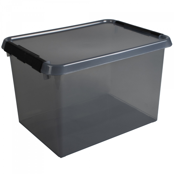 8711112015463 - Aufbewahrungsbox Comfort Line H6165108 22 Liter mit Deckel außen 400x300x260mm Kunststoff 80 % recycelt grau transparent 87