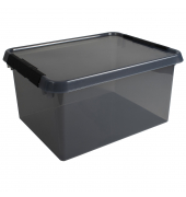 Aufbewahrungsbox Comfort Line H6165208, 36 Liter, mit Deckel, au&szlig;en 500x400x260mm, Kunststoff, 80 % recycelt grau transparent
