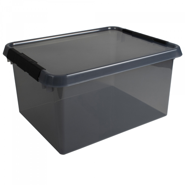 8711112015487 - Aufbewahrungsbox Comfort Line H6165208 36 Liter mit Deckel außen 500x400x260mm Kunststoff 80 % recycelt grau transparent 87