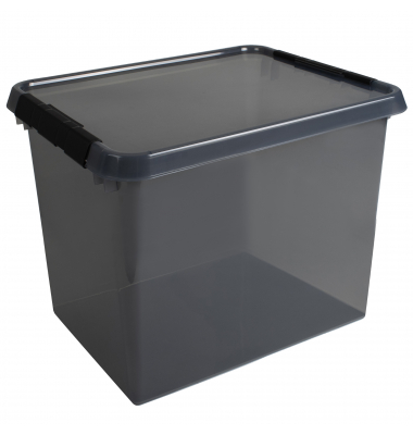 Aufbewahrungsbox Comfort Line H6165308, 52 Liter, mit Deckel, au&szlig;en 500x400x380mm, Kunststoff, 80 % recycelt grau transparent