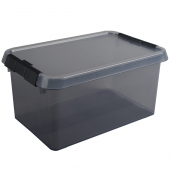 Aufbewahrungsbox Comfort Line H6164908, 6 Liter, mit Deckel, au&szlig;en 300x200x145mm, Kunststoff, 80 % recycelt grau transparent