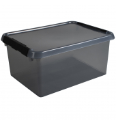 Aufbewahrungsbox the comfort-line H6165008, 15 Liter, mit Deckel, au&szlig;en 30x18x40cm, Kunststoff, 80 % recycelt grau transparent