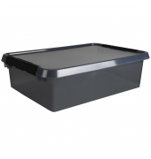 Aufbewahrungsbox Comfort Line H6165408, 32 Liter, mit Deckel, au&szlig;en 600x400x180mm, Kunststoff, 80 % recycelt grau transparent