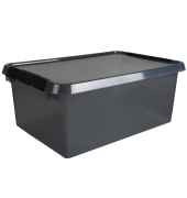 Aufbewahrungsbox Comfort Line H6165508, 45 Liter, mit Deckel, au&szlig;en 600x400x260mm, Kunststoff, 80 % recycelt grau transparent