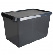 Aufbewahrungsbox Comfort Line H6165608, 62 Liter, mit Deckel, au&szlig;en 600x400x340mm, Kunststoff, 80 % recycelt grau transparent