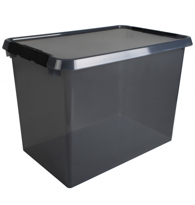 Aufbewahrungsbox the comfort-line H6165708, 72 Liter, mit Deckel, au&szlig;en 40x42x60cm, Kunststoff, 80 % recycelt grau transparent