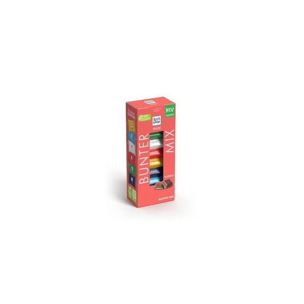 4000417119605 - Ritter Sport Mini Bunter Mix 6 Sorten (Knusperflakes Alpenmilch Joghurt Marzipan Nugat Haselnuss) 9 Stück 150g