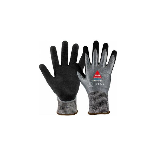 10 Stück Hase Schnittschutzhandschuhe Genua Dry+, Nitril, Nitrilschaum, grau/schwarz, Größe 9 / L 4018949508590 Hase