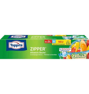 8 Toppits Gefrierbeutel ZIPPER 3,0 l 8 Toppits Gefrierbeutel ZIPPER 3,0 l