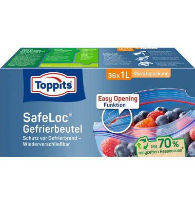 36 Toppits Gefrierbeutel SafeLoc 1,0 l