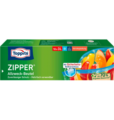 18 Toppits Gefrierbeutel ZIPPER 3,0 l 18 Toppits Gefrierbeutel ZIPPER 3,0 l