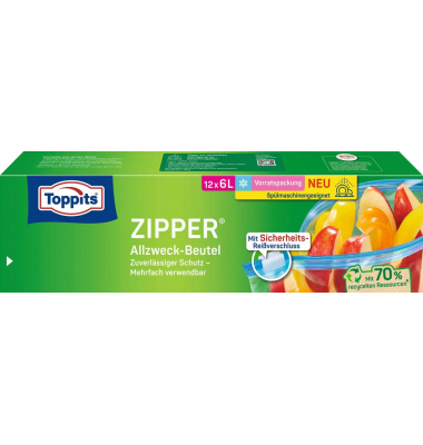 12 Toppits Gefrierbeutel ZIPPER 6,0 l 12 Toppits Gefrierbeutel ZIPPER 6,0 l