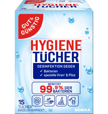Desinfektionstücher 1-lagig weiß, 15 Tücher