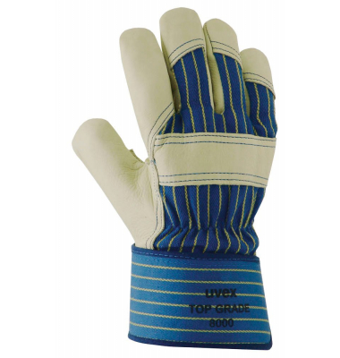 Schutzhandschuhe Top Grade 8000, Rindervollleder, beige/blau, Größe 11 / XXL