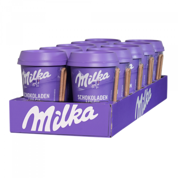 Milka Trinkschokolade 596831, nicht vegan, 10x 220ml, in Trinkbechern 5711953179416 Milka 10 Stück