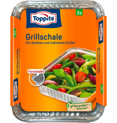 3 Toppits Aluschalen Grillschale 17,0 x 22,0 cm