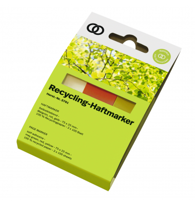 Haftmarker 5791, oeco Recycling, maigrün/rot/gelb