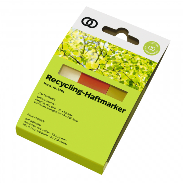 4003630033789 - Haftmarker 5791 oeco Recycling maigrün rot gelb 4003630033789 3 Stück
