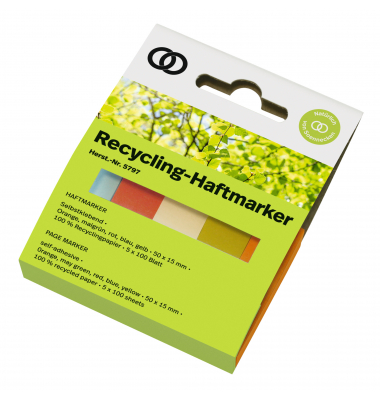 Haftmarker 5797, oeco Recycling, orange/maigrün/rot/blau/gelb